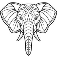 elephant head coloring page line art silhouette , white background, illustration line vector