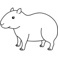 a drawing of a simple cute capybara, illustration line art vector