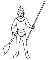 a coloring page of an spearfishing with no color just black lines, illustration line art vector