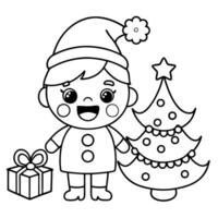 enthuse happy christmas day coloring pages for kids, illustration line art vector