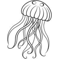 a simple coloring page drawing a sea jellyfish with intricate pattems on its shell such as circles vector