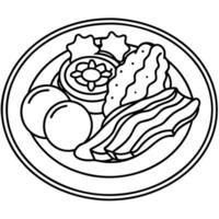 a plate of food with bacon, lard, and meat raw pork fresh concept a plate of food with meat, bacon, vector