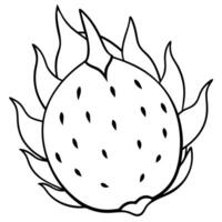 a coloring page of an food dragonfruit with no color just black lines, illustration line art vector