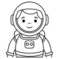 a coloring page of an space astronaut with no color just black lines, illustration line art vector