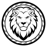 featuring a sleek, black and white lion in a stylish and modern design the lions eyes are wide, and vector