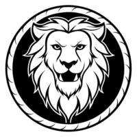 featuring a sleek, black and white lion in a stylish and modern design the lions eyes are wide, and vector