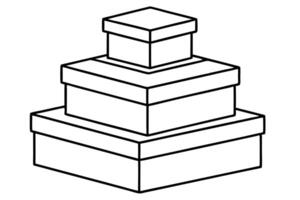 3 boxes stock on top of each other, illustration line art vector