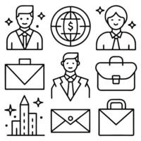 generate business sharp line duotone icons collection, illustration line art vector