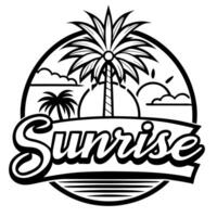 a vibrant tropical-themed illustration in a tiki style with a circular logo layout at the vector