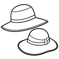 sun hats on a white background, illustration line art vector