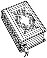 a perfect and detailed book on the table, illustration line art vector