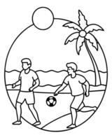 a coloring page of an beach soccer with no color just black lines, illustration line art vector