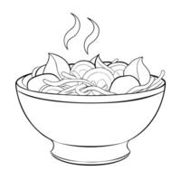 pad see ew, illustration line art vector