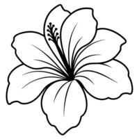 an image of hibiscus silhouette with a white background, illustration line art vector
