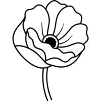 a modern icon of a poppy flower, focusing on its vibrant color and soft petals, illustration vector