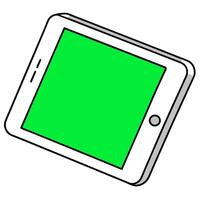 a green screen displayed on a tablet or smartphone device, illustration line art vector