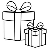 2 multi-colored square giftboxes 1 small and 1 big, illustration line art vector