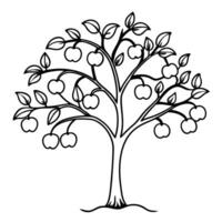 plum tree, illustration line art vector