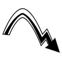 down side direction curved arrow in flat style, white background, illustration line art vector