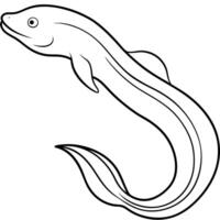swimming horizontally kneeling the eel swims with its body undulating in a wave-like motion, vector