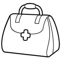 doctor bag in line art on white baground, illustration line art vector