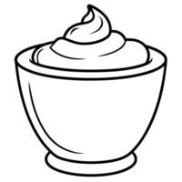 a coloring page of an food yogurt with no color just black lines, illustration line art vector