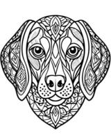 an intricate line art illustration of a beagles head filled with detailed patterns and geometric vector