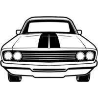 a classic 1960s muscle car with strong, bold lines and prominent front grille perspective view vector