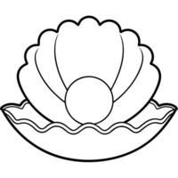 a coloring page of an pearl oyster with no color just black lines, illustration line art vector