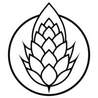 draw a black and white cedar cone logo for a trading company, illustration line art vector