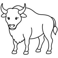 a drawing of a simple cute bison, illustration line art vector