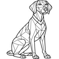 weimaraner dog in geometric, open mouth in profile sit down, illustration line art vector
