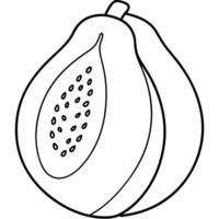 a coloring page of an food papaya with no color just black lines, illustration line art vector