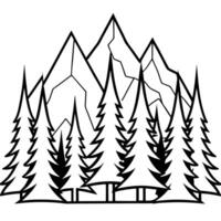 3d rendering of dynamic forest silhouette line art, illustration line art vector