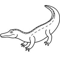 a false gharial with its long, narrow snout and smooth body texture, illustration line art vector