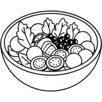 a vibrant salad with a mix of fresh vegetables, olives, and a light vinaigrette dressing, vector