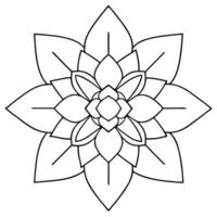 coloring pages for kids, bold line art, a mandala featuring orchids with square geometric patterns, vector
