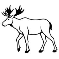 a good looking moose with walking silhouette style with white background, vector