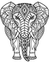an intricate line art illustration of a elphant in forest filled with detailed patterns and vector