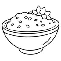a coloring page of an food quinoa with no color just black lines, illustration line art vector