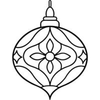 a close-up of unique or vintage ornaments on a tree, illustration line art vector