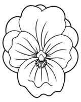 a coloring page of an pansy with no color just black lines, illustration line art vector