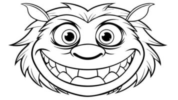 smiling monster face, illustration line art vector