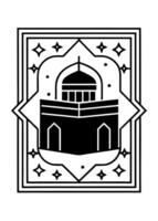 an artistic depiction of the kaaba in mecca on a4 paper the kaaba is drawn in black with gold vector