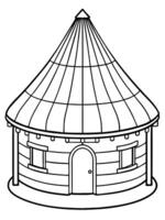 a maasai hut from kenya with circular walls, illustration line art vector
