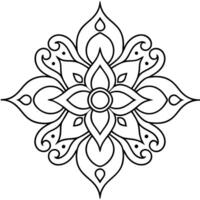 generate a mehndi ornament line art piece that includes flowing lines, curved elements, and vector