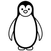 a cute, minimalistic icon of a standing penguin, with a rounded body and small wings, vector