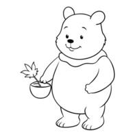 simple thick stroke pooh characters with props eg, joint, edible representing menu, deals, etc, vector