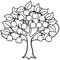 pear tree, illustration line art vector
