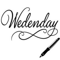 white paper with the words words wednesday in calligraphy font on white background include a vector